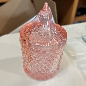 Elegant Pink Glass Candle Holder - Candle